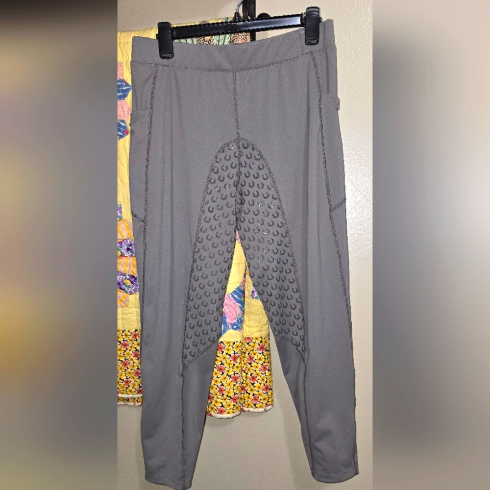 FITST4 SPORTS Gray Riding Pants with Patterned Inner Knee Patches